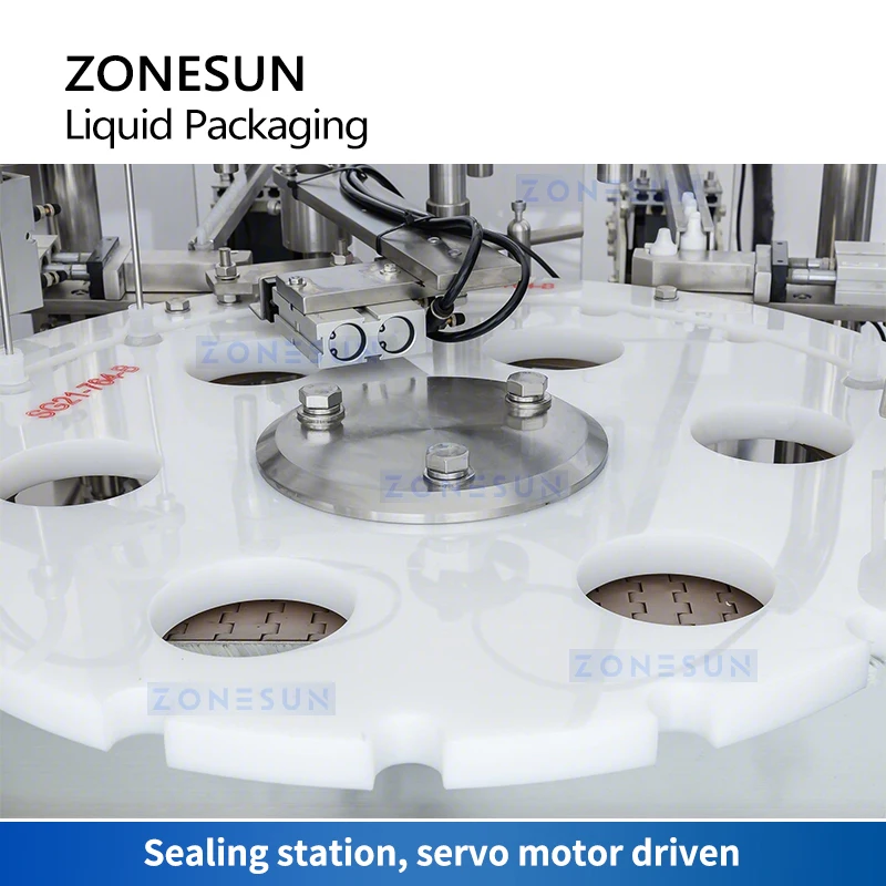ZONESUN-máquina automática de envasado de líquidos, equipo de llenado y tapado de botellas de aceite esencial para gotas de ojos, divisor de cámara ZS-AFC450-2