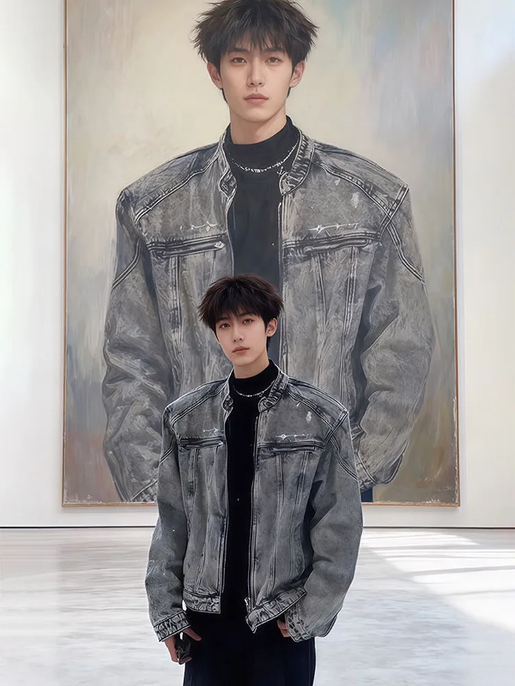 

Мужская джинсовая куртка в американском ретро-стиле, весна 2026, новая модная универсальная куртка на молнии премиум-класса