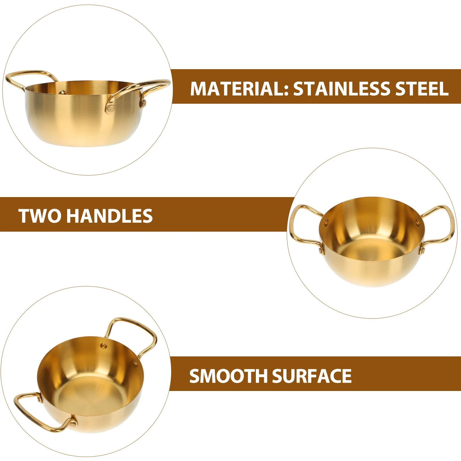 

1Pcs Stainless Steel Korean Ramen Pot Double Handle Non-Stick Cooking Pot Soup Stew Milk Heater Kitchen Stockpot for Home and
