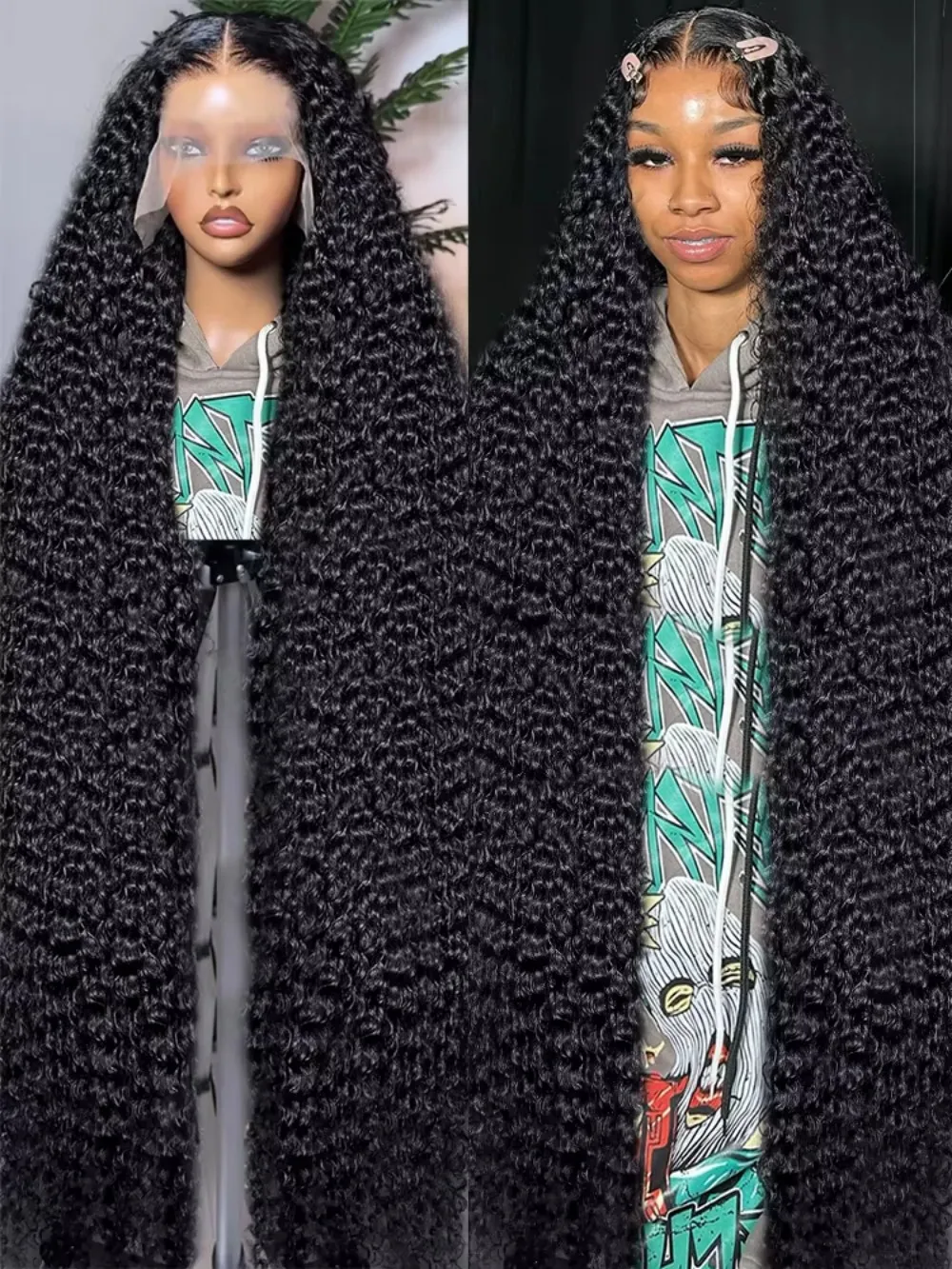 

36 40 46 дюймов 7x6 Кружевной полный фронтальный вьющийся парик для воды Глубокая волна 220% 13x6 13x4 HD Макс Парики из натуральных волос на кружеве для чернокожих женщин