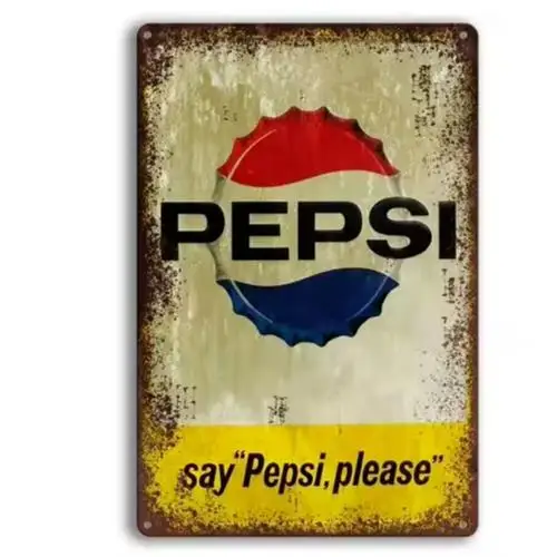 Pepsi-Cola "Say Please" Vintage Metallschild; Wandkunst