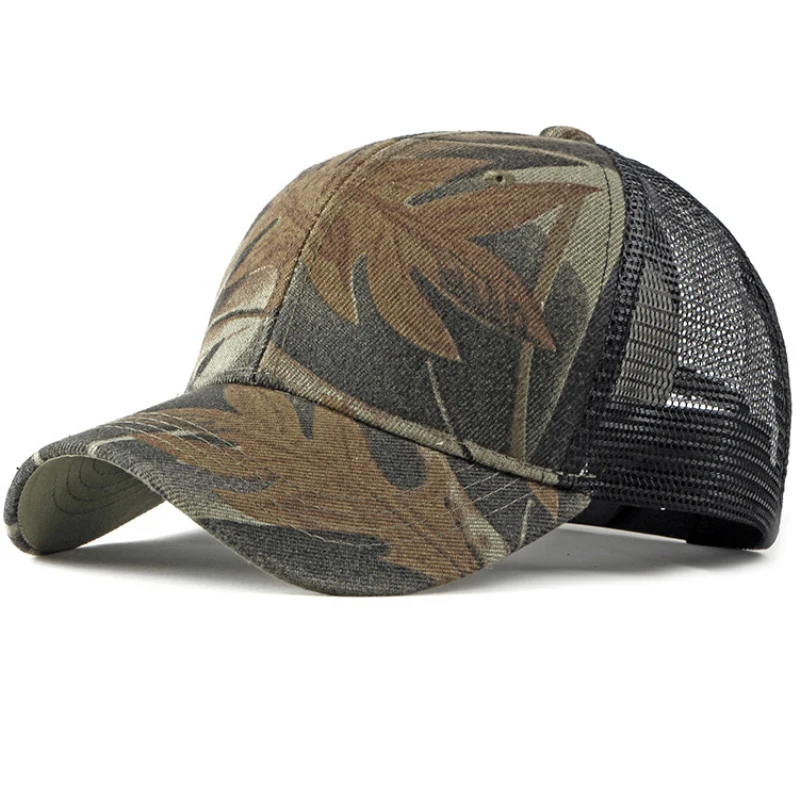 Spring Summer Sun Hat Caps for Men Women Adjustable Baseball Cap Breathable Mesh Trucker Cap Camo Camouflage Baseball Hat