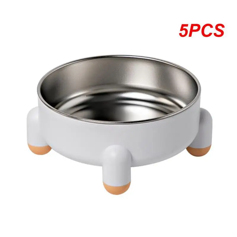 5PCS Pet Bowl High Leg Neck Protection Pet Stainless Steel Dog Bowl Dog Food Bowl Dog Washbasin Anti-slip Anti-collision Pet