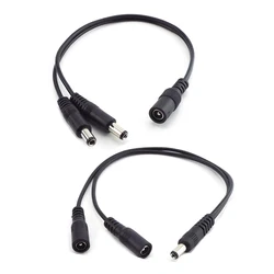 5,5*2,1mm 1 hembra a 2 conector macho enchufe hembra Cable divisor de corriente CC CCTV tira de luz LED adaptador de fuente de alimentación D5