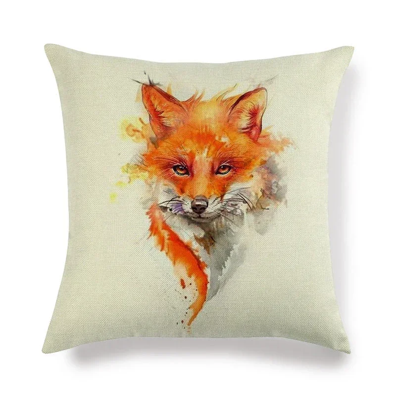 Lovely Fox Pattern  Linen Pillow Cushion Cover Office Living Room Bedroom Sofa Car Decorative Pillowcase 45*45cm