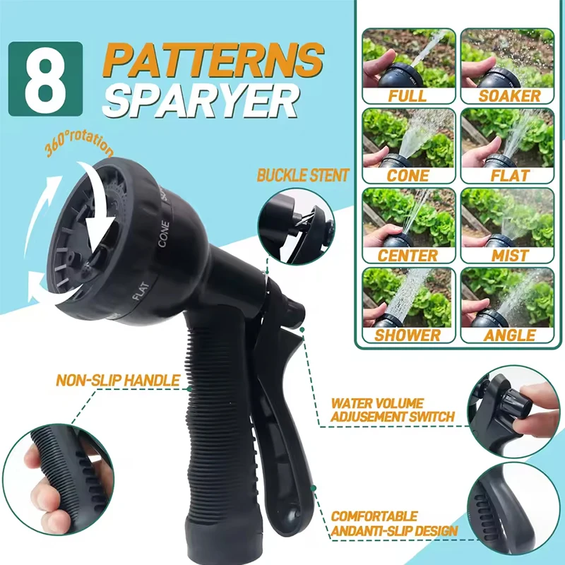 100ft Expandable Garden Hose With Nozzle, Lightweight & Durable, No-Kink Flexible Hose For Car Washing, Outdoor Watering
