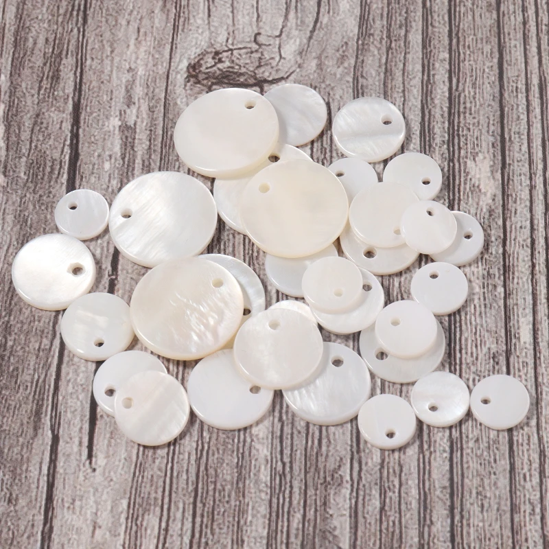 5-30pcs Natural Shell Disc 8-30mm White Flat Round Shell Beads With Hole For DIY Jewelry Making Bracelet Necklace Earring Decor image 4