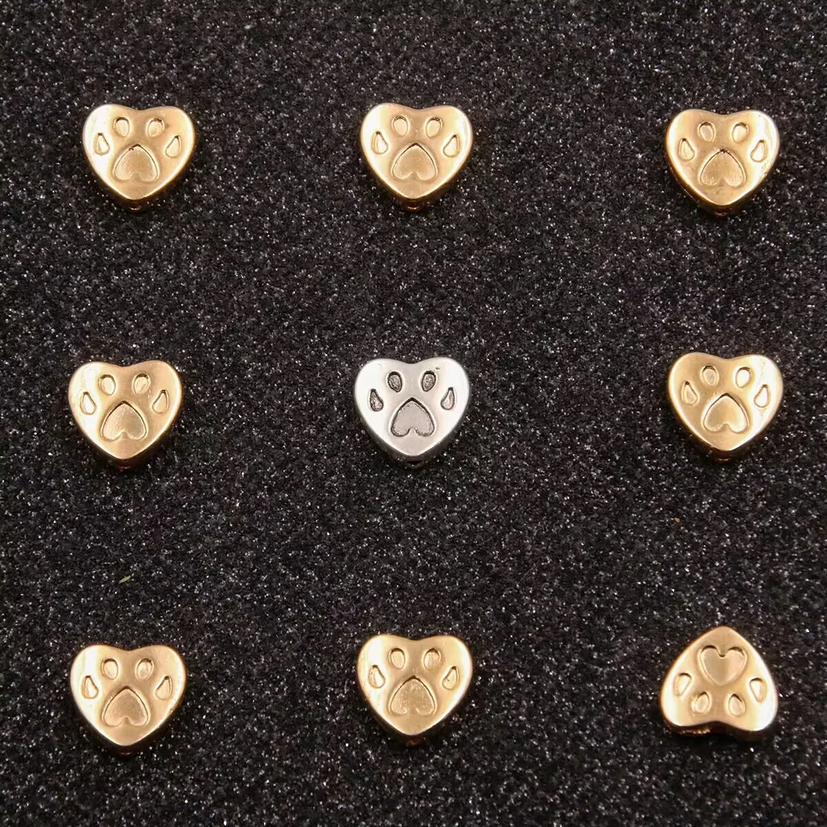 20pcs 11*11mm Two Color Double Side Dog Paw Bead Spacer Heart Bead Charms For Diy Beaded Bracelets Jewelry Handmade Making