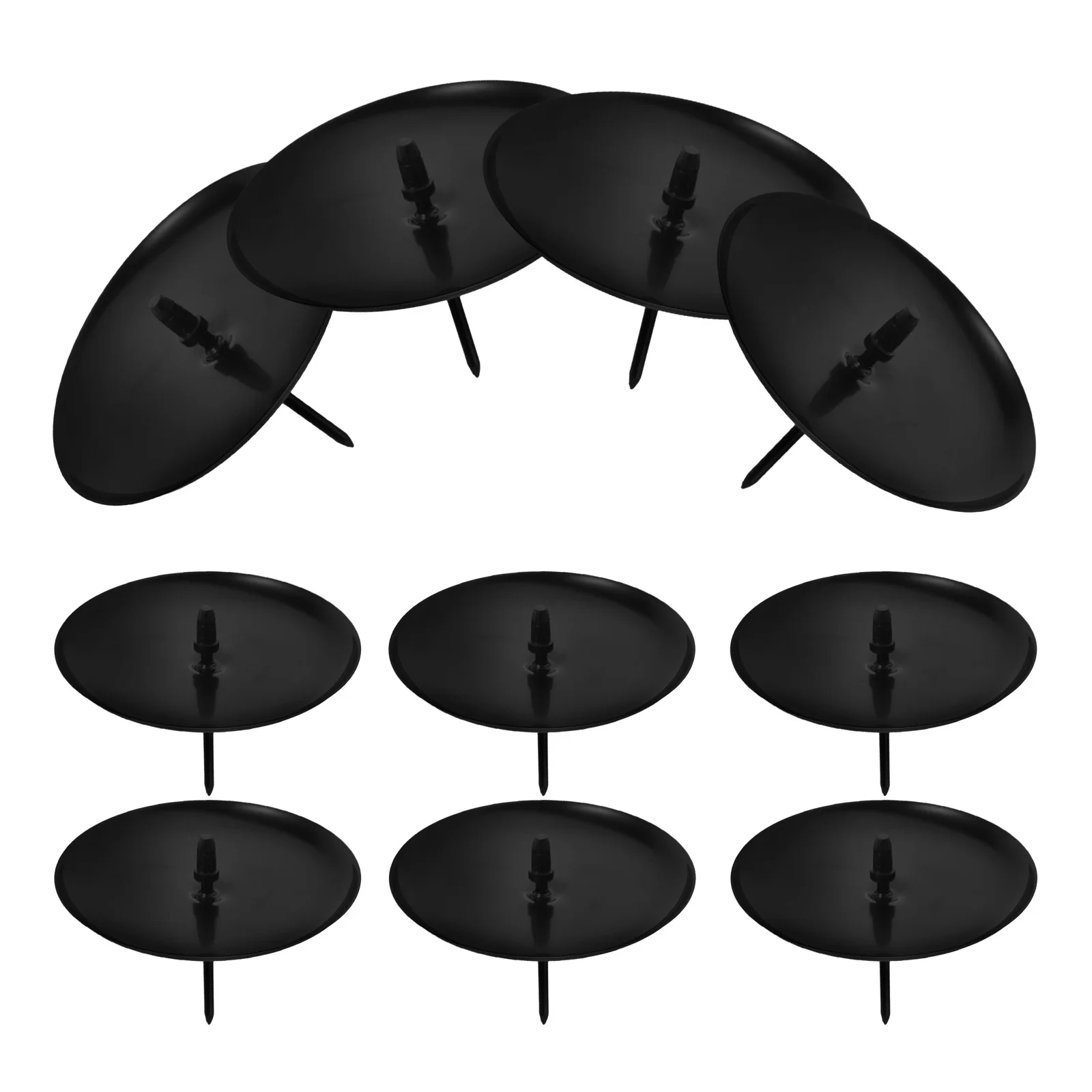 

10pcs Plate Metal Iron Stand For Christmas Halloween Decor Round Black Pillar Tray - Pedestal Holder For Party
