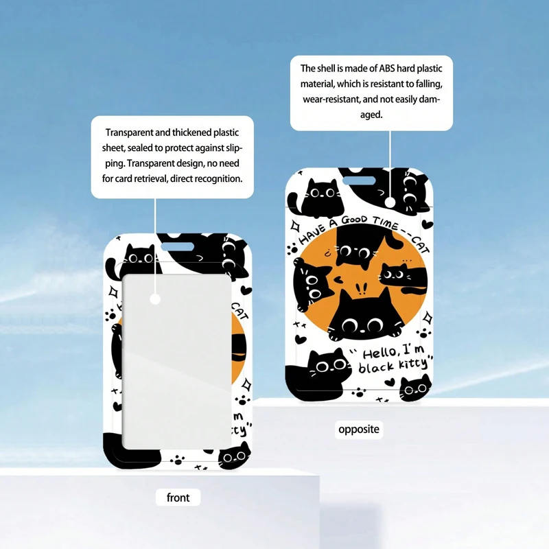 Porte-cartes à motif de petit chat noir, lecture mignonne, adapté aux étudiants, étui de protection pour carte de bus, carte de repas, Kpop, porte-carte photo