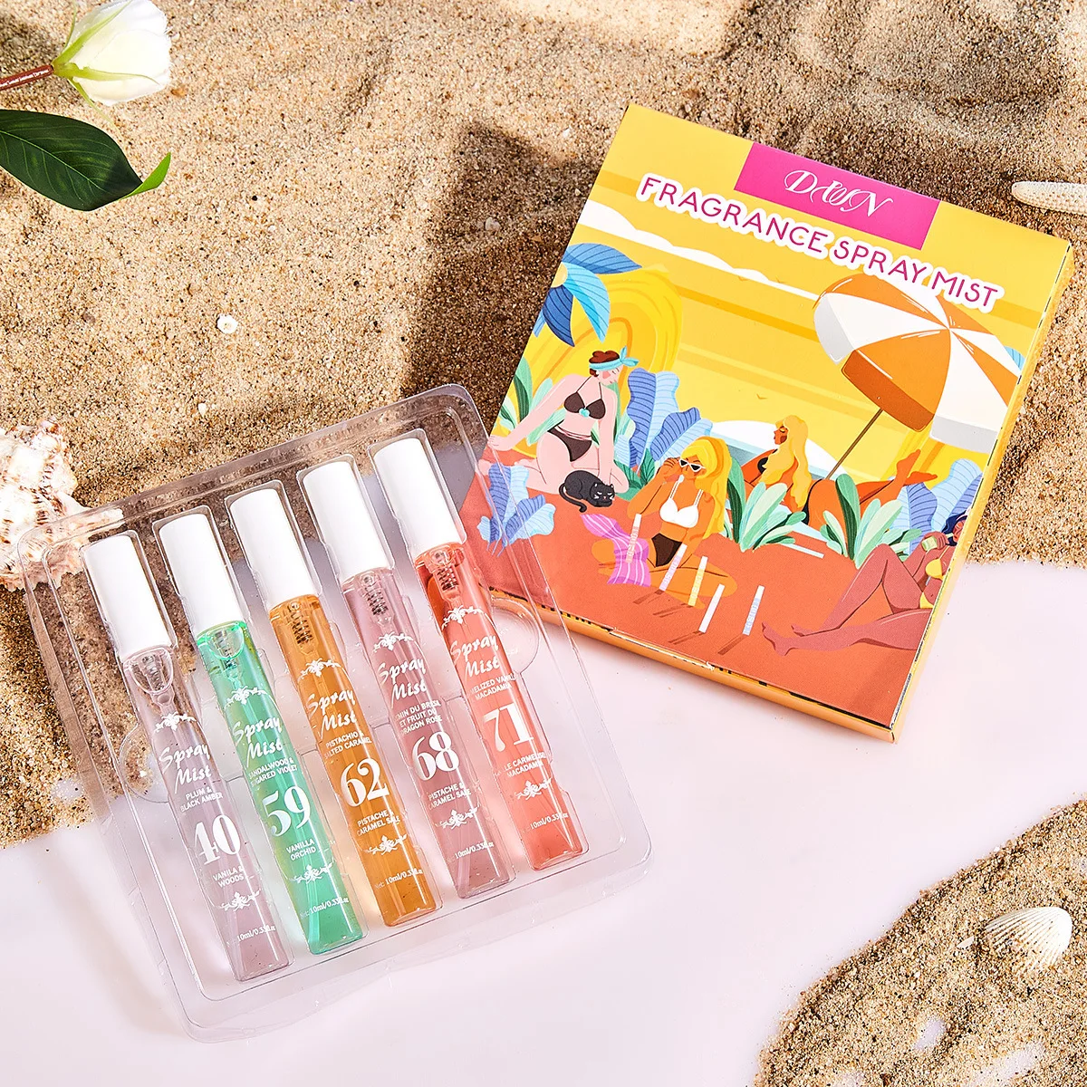 

Набор из 5 дорожных флаконов женского парфюма-спрея, стойкий аромат, портативный, 10 мл, для тела и волос, без спирта