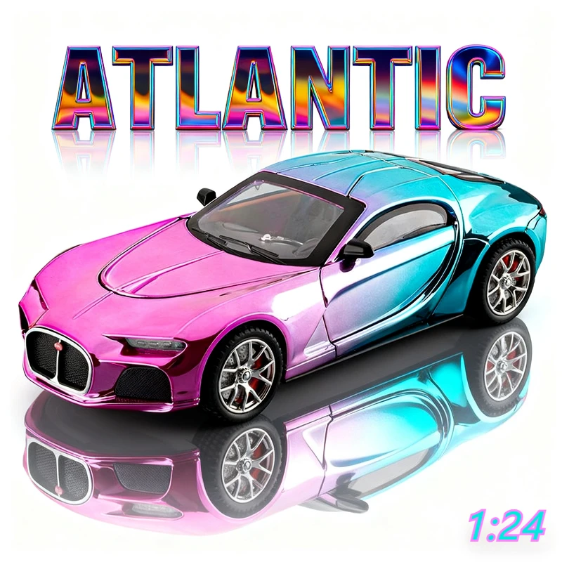 

1:24 атлантический суперкар, имитация литья под давлением, модель автомобиля из металлического сплава, звук, свет, коллекция, детские игрушки, подарки
