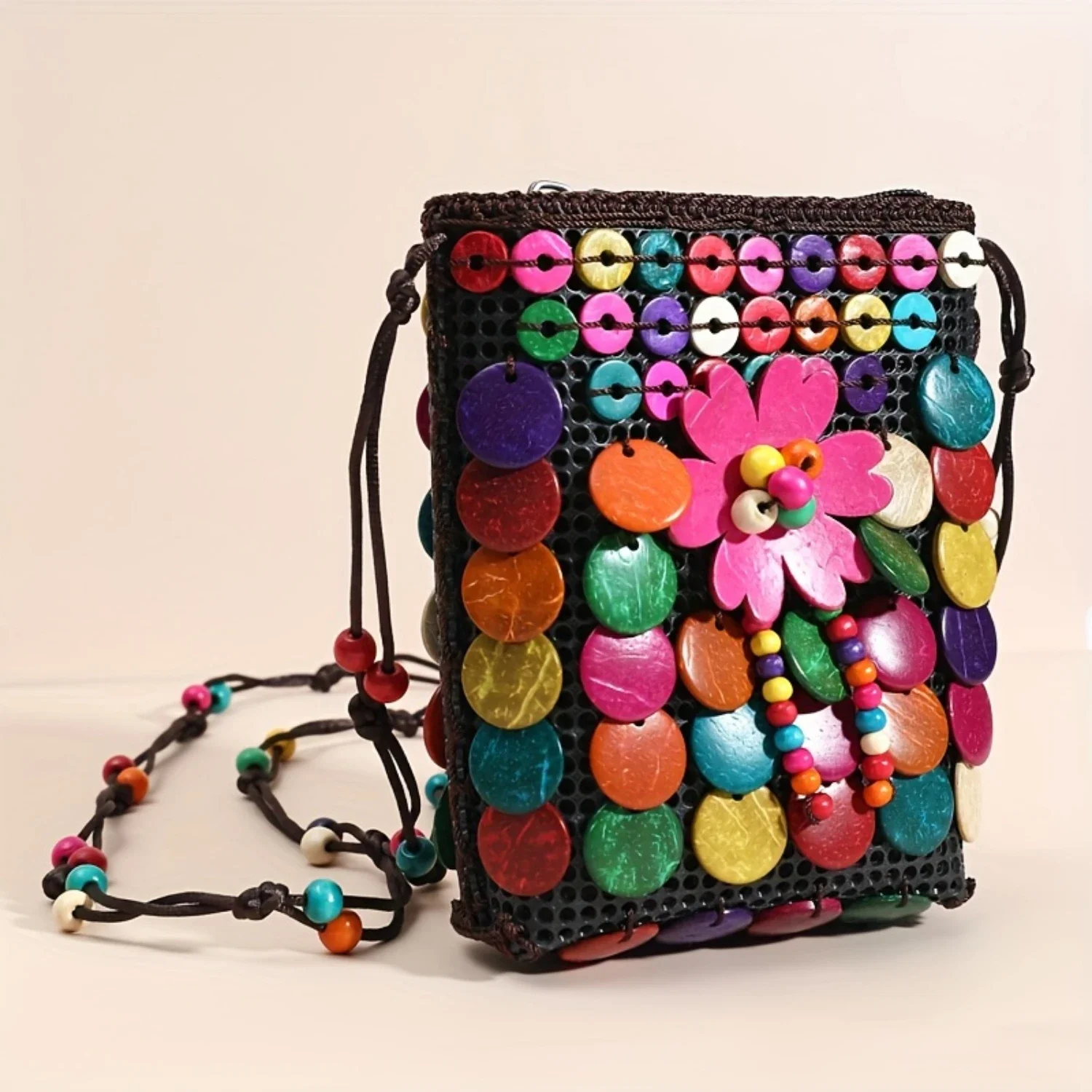 

Exotic Shell Beaded Crossbody Bag - Ethnic Chic, Hand-woven with Delicate Flower Coin Purse, Versatile Shoulder Bag for Fashion