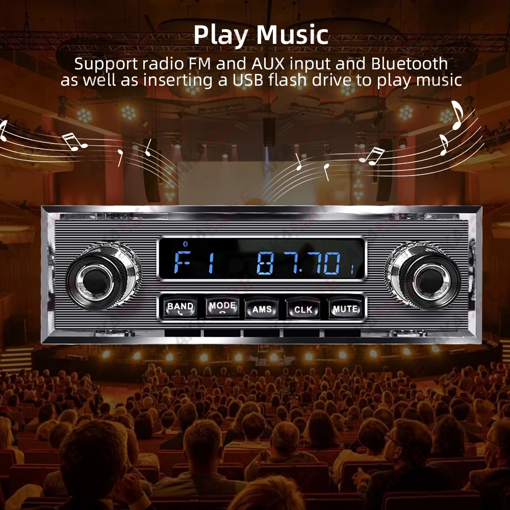 Autoradio für Mercedes Benz 1Din MP3 Multimedia Player Stereo Audio Unterstützung Telefon Aufladen Bluetooth EQ AUX USB FM Radio – Detail 9