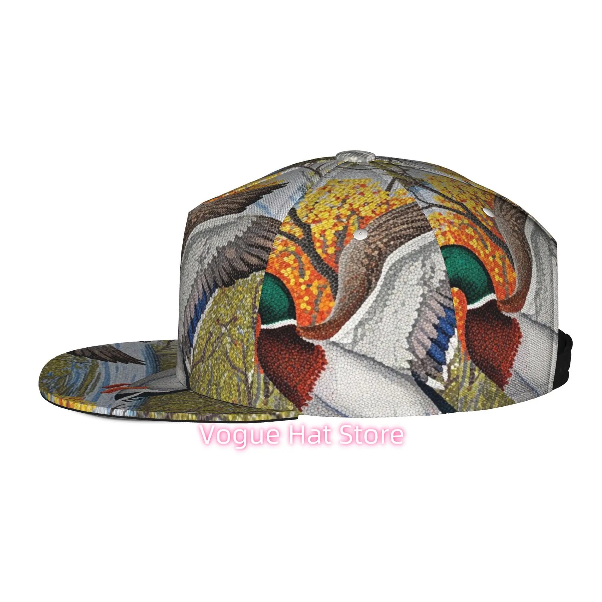 Men's & Women's Baseball Cap with Mosaic Print Adjustable Snap Brim - Lightweight Flat-Top Hat Suitable for Casual Outdoor, - We