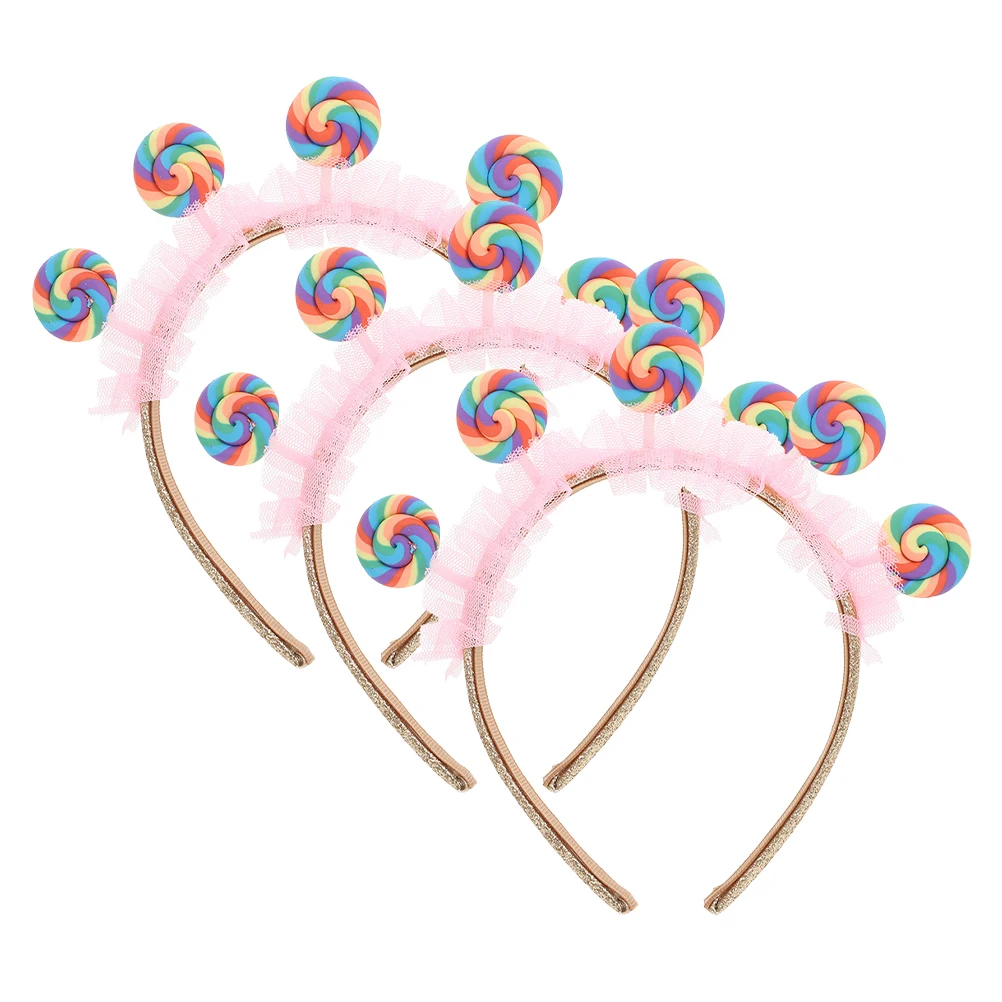 

3Pcs Lollipop Headband Candy Hair Band -Specific Design Easy to Match with Outfits Ideal for Birthday