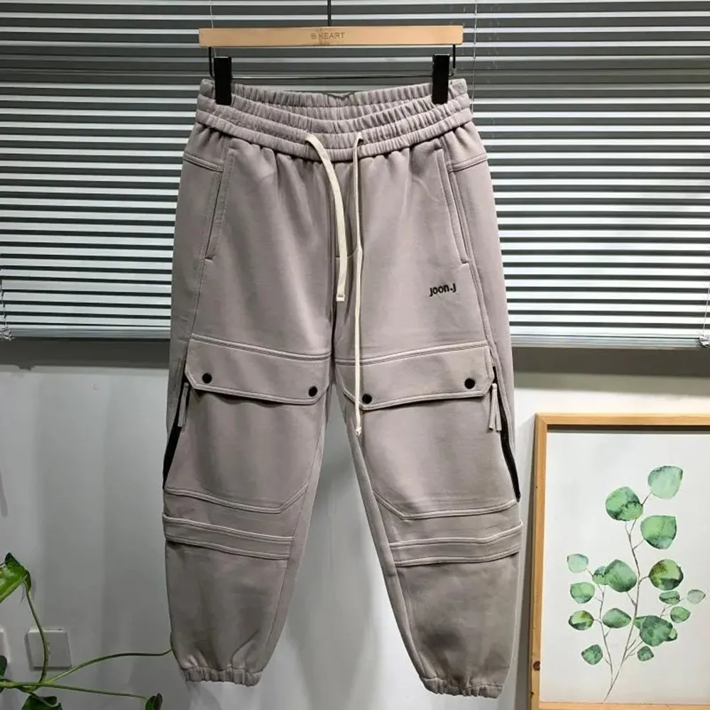 

Y2k Mens Pants Large Pockets Casual Work Pants Autumn Casual Sports Elastic Waistband Ankle Pants Men's Clothing Unisex 2024