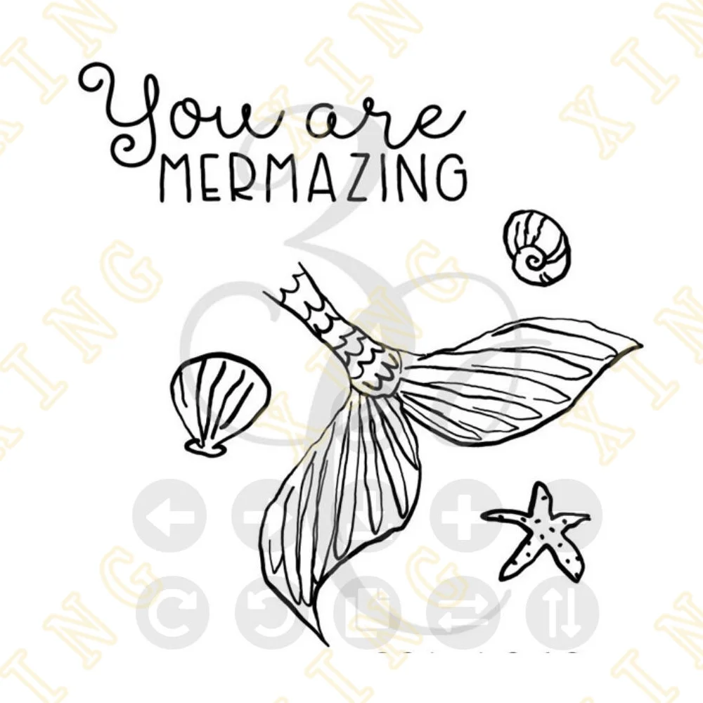 Kris Lauren Mermazing Metal Cutting Dies Clear Stamps Scrapbook Diary Secoration Embossing Template Diy Greeting Card Handmade