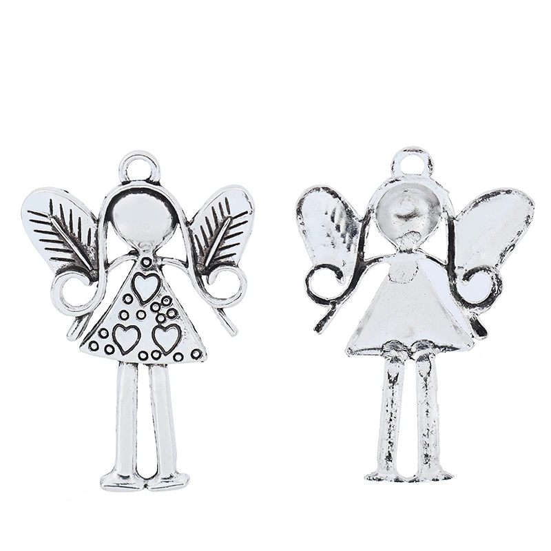 10pcs Large Guardian Angel Girl Fairy Amulet Charms Pendants DIY Necklace Jewelry Making Findings