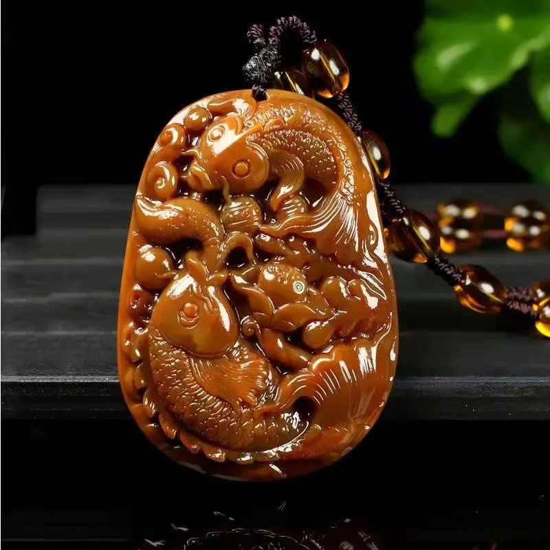 

Natural Yellow Dragon Jade Jewelry Pendant Exquisite Necklace Gift Accessories Exquisite Jewelry