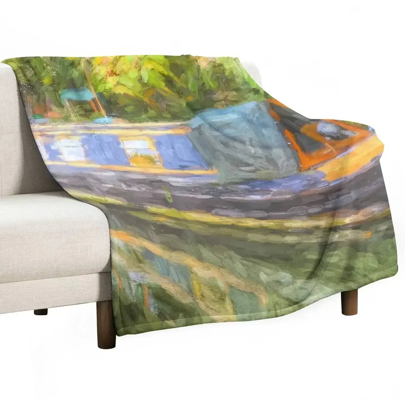 Narrow Boat Life Art Throw Blanket warm winter Polar Bed covers Blankets