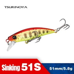 TSURINOYA 51mm 5.8g Sinking Minnow Intruder 51S River Fishing Lure Light Game Fishing Lure Stream Hard Bait Perch Pike Trout