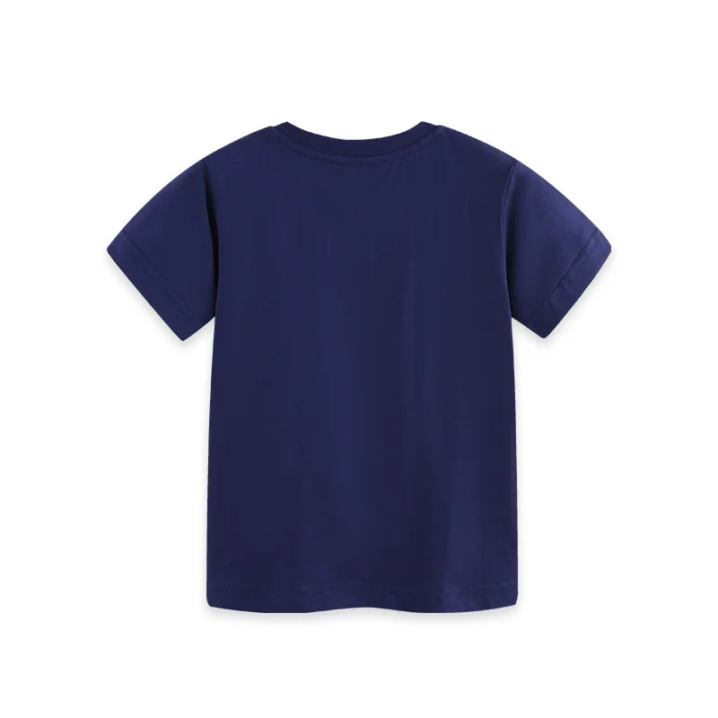 European and American style fashion boy's short-sleeved T-shirt dinosaur cartoon print children's crew neck pullover