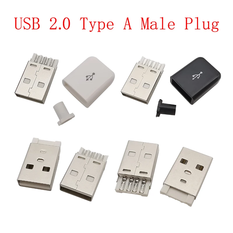 10Pcs USB Connectors Type C / Micro / USB 2.0 Type A Male Female Assembly Adapter DIY Soldering Repair Data Charging Plug Socket