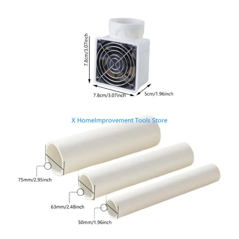 Leistungsstarker 12-V-Pipeline-Abluftventilator 50 mm/63 mm/75 mm, geräuscharm für die Rauchentfernung in Küchen, Badezimmern,