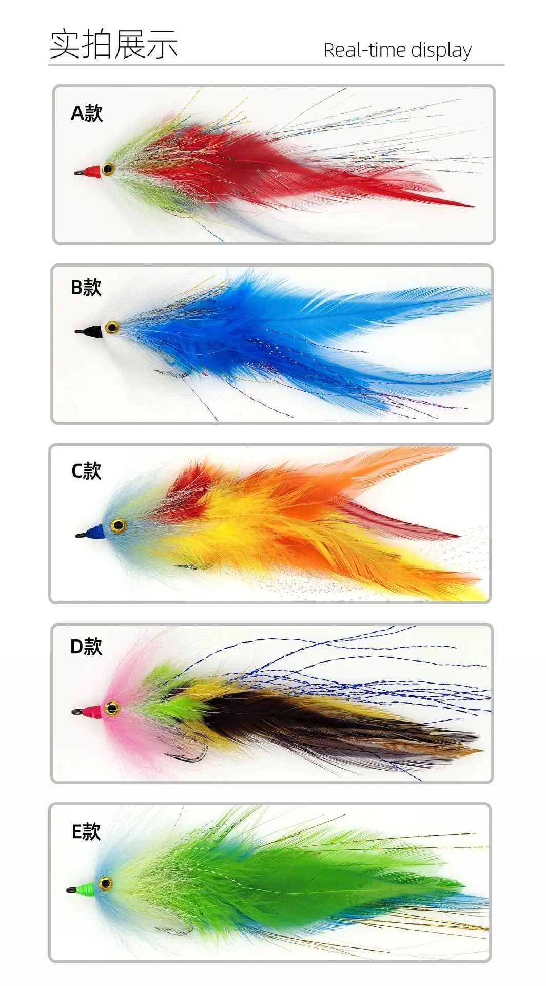 Anzuelos de pesca con mosca hechos a mano en 5 colores – Trucha y salmón - imagen 2