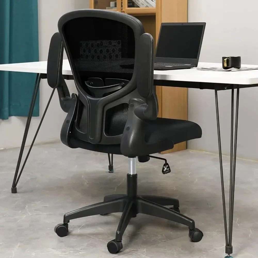 

Office Desk Chair, Ergonomic PC Desk Chairs with Wheels and Flip-up Armrests, Adjustable Lumbar Support, Swivel Computer Chair