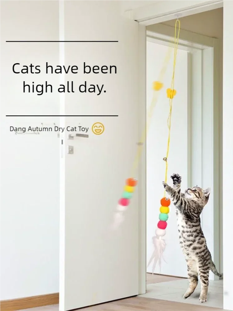 Haustier Katze Spielzeug Lustige Stick Kätzchen Selbst-hi Elastische Seil Libelle Form Feder Glocke Necken Stick Hängen Schaukel Tausende