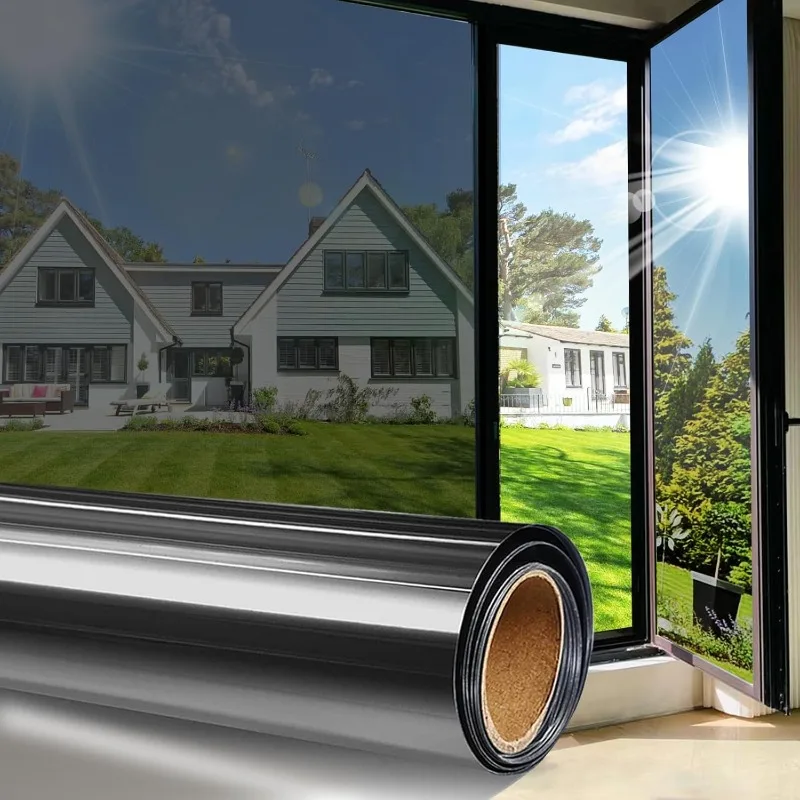 

home.Window Tint for Home Window Privacy Film See Out Not in,Heat Block 95% UV One Way Reflective Window Film Static Cling for D