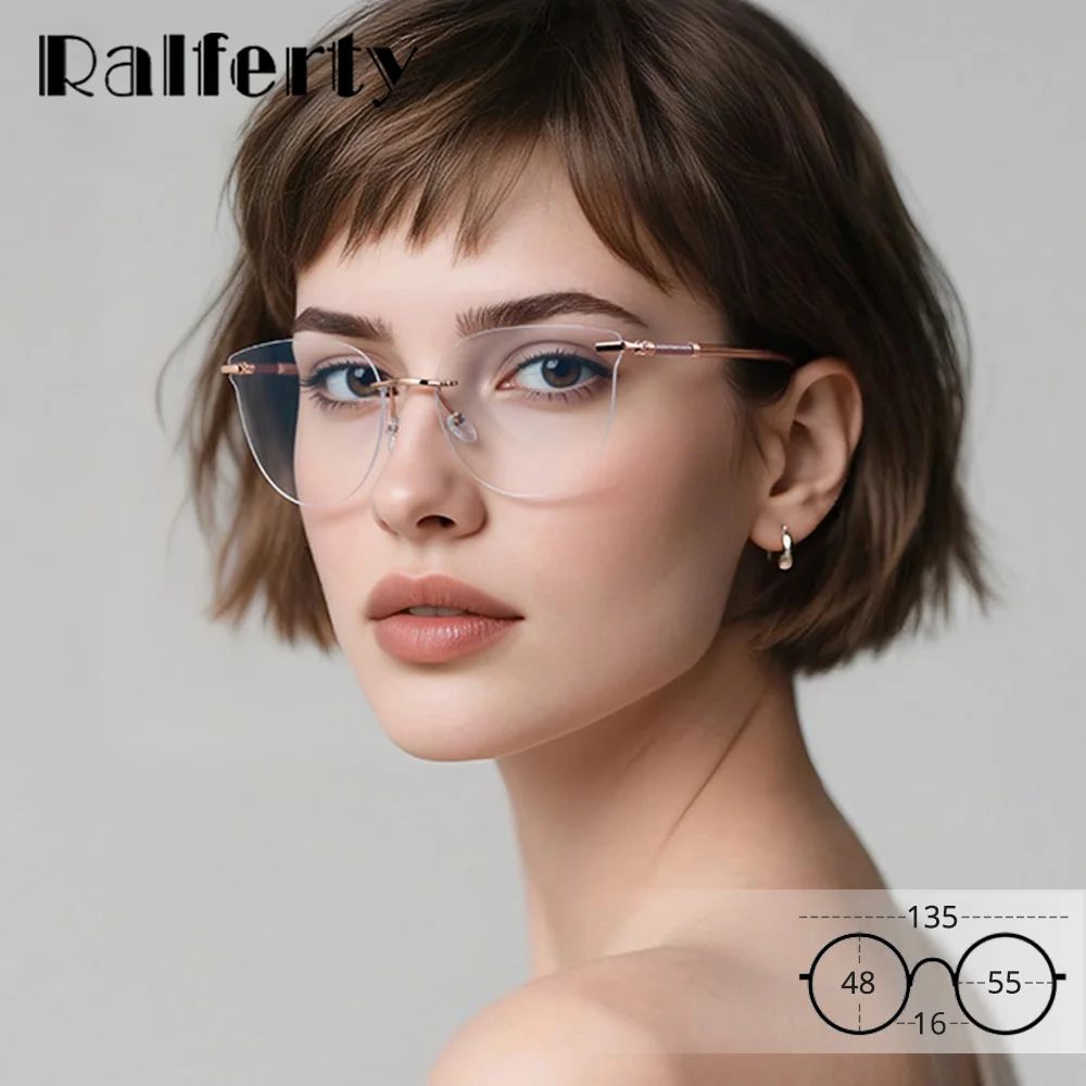 Ralferty Mode Rahmenlose Brillen Rahmen Für Frau Luxus Designer Brillen Verziert Gläser Elegante Damen Brille