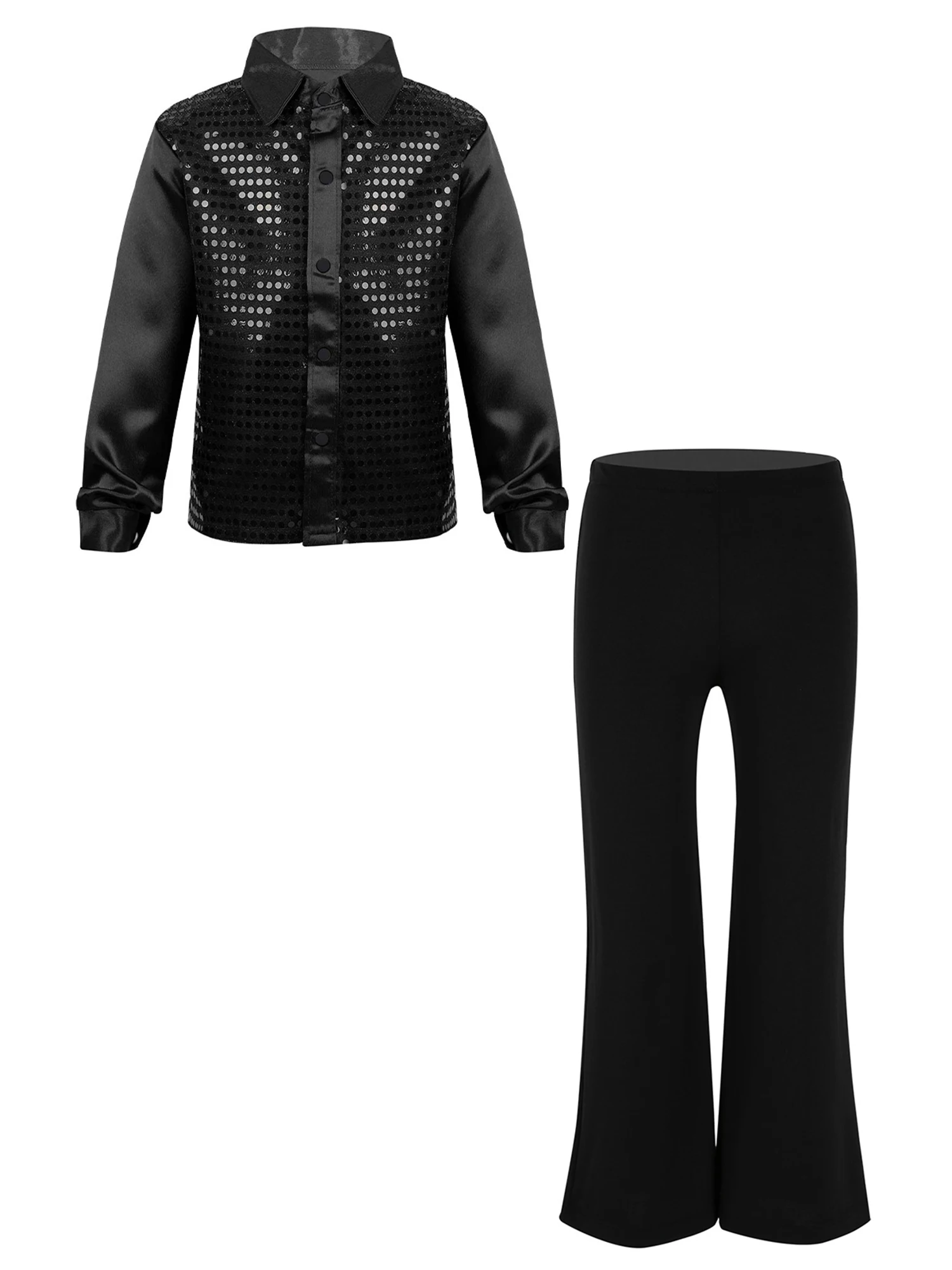 Tieners Jazz Hiphop Street Dancewear Toneelkostuum Latin Dance Disco Party Pak Unisex Lovertjes Shirt Met Broek 2 Stuks