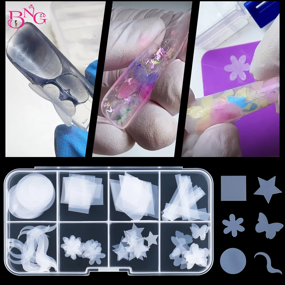 60/96PCS Duet System Formas Stickers for Nail Mold Reusable Soft Silicone Pads for Dual Forms French Manicure Inner Molds