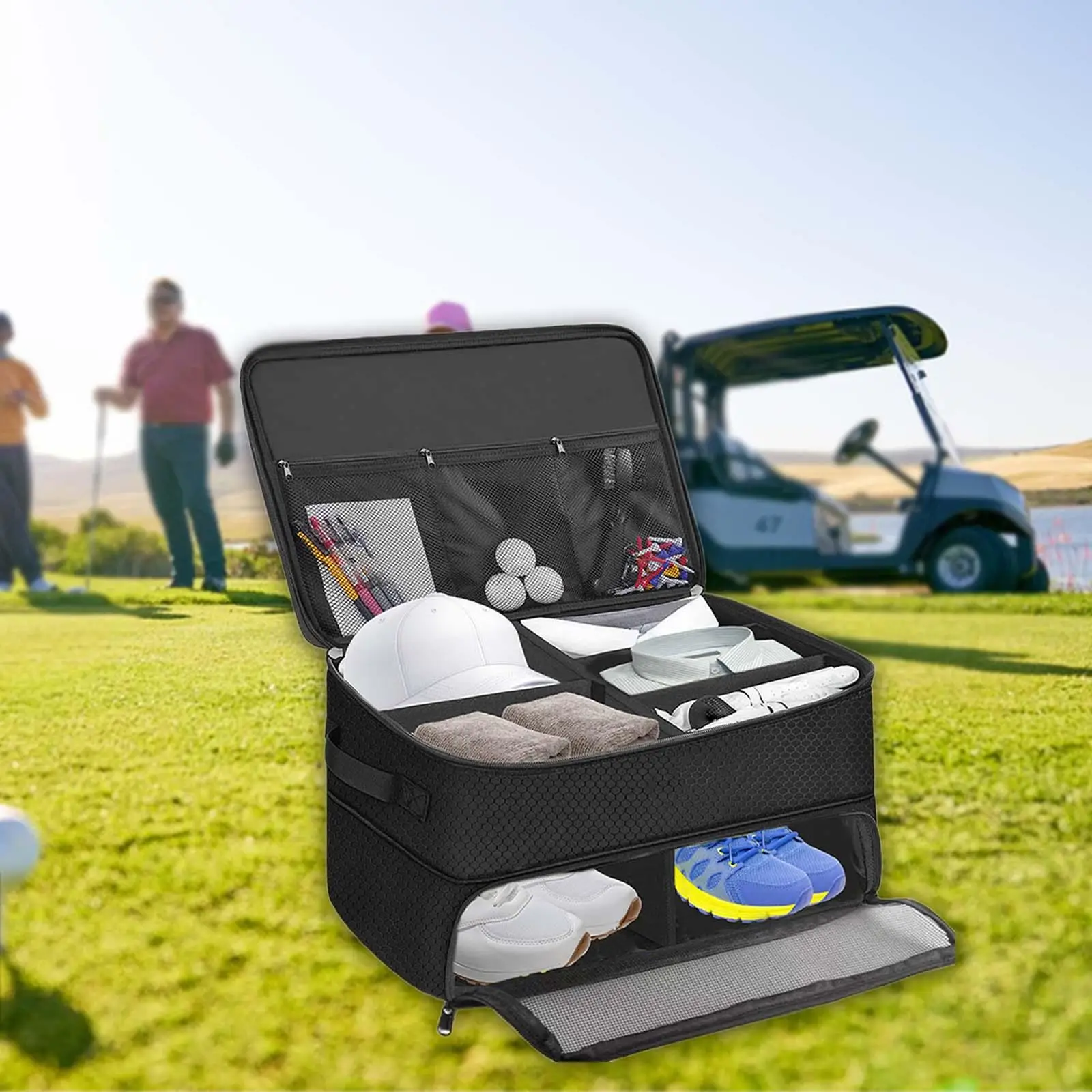 Golf Trunk Organizer Portable Golf Trunk Case Bag for Tees Balls Accessories