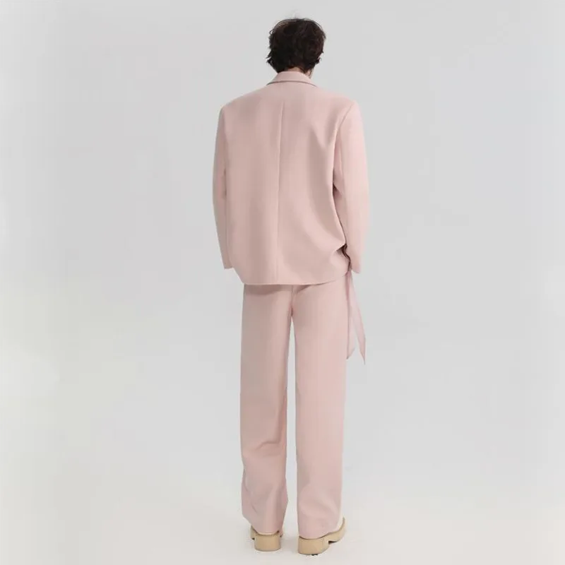 WVGA Spring Autumn New Men Three-Dimensional Floral Decoration Blazer Niche Casual Straight Pant Two Pieces Set Suit Sets W25630