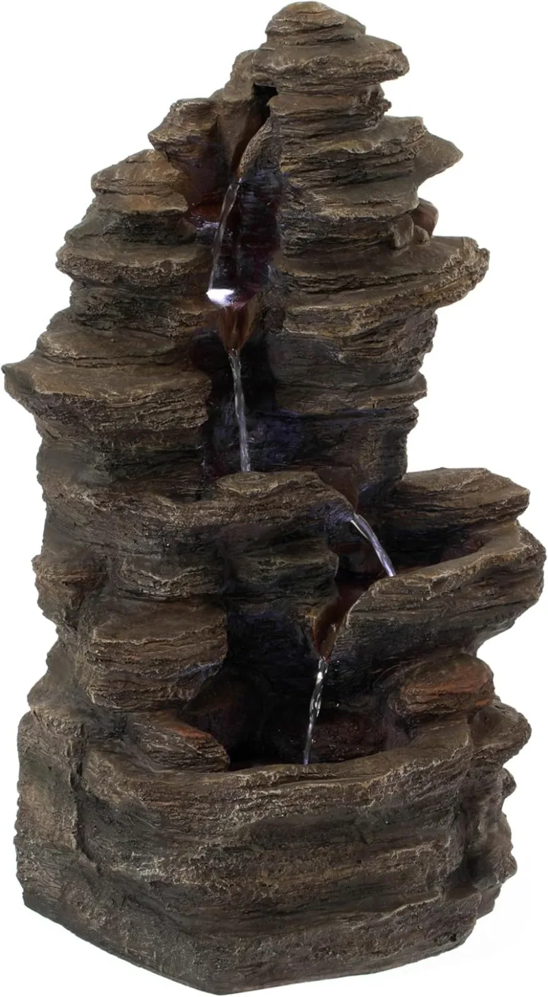 

Каскадный электрический 4-х уровневый фонтан для воды со светодиодной подсветкой 24 дюйма для внутреннего и наружного использования