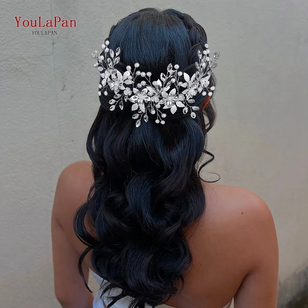 

YouLaPan Bride Hair Comb Wedding Shining Hair Ornaments Bridal Headdress Fashion Women Headwear Pearl Rhinestone Headpiece HP896