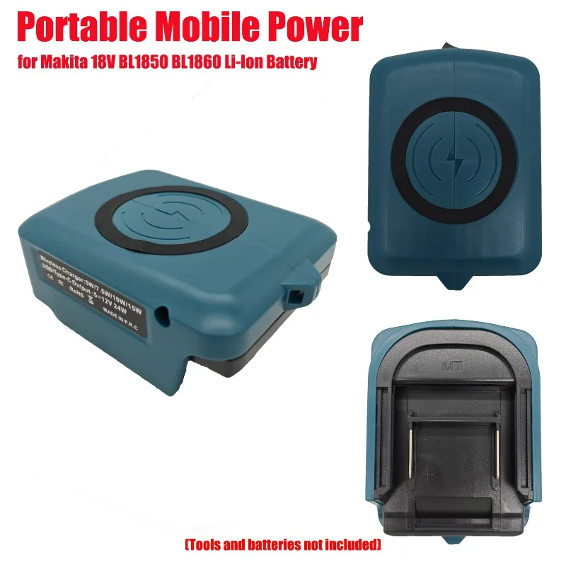 

HAKSINKY Li-Ion Battery Cordless Charger Portable Mobile Power with USB Type-C Ports for Makita 18V BL1850 BL1860 Li-Ion Battery