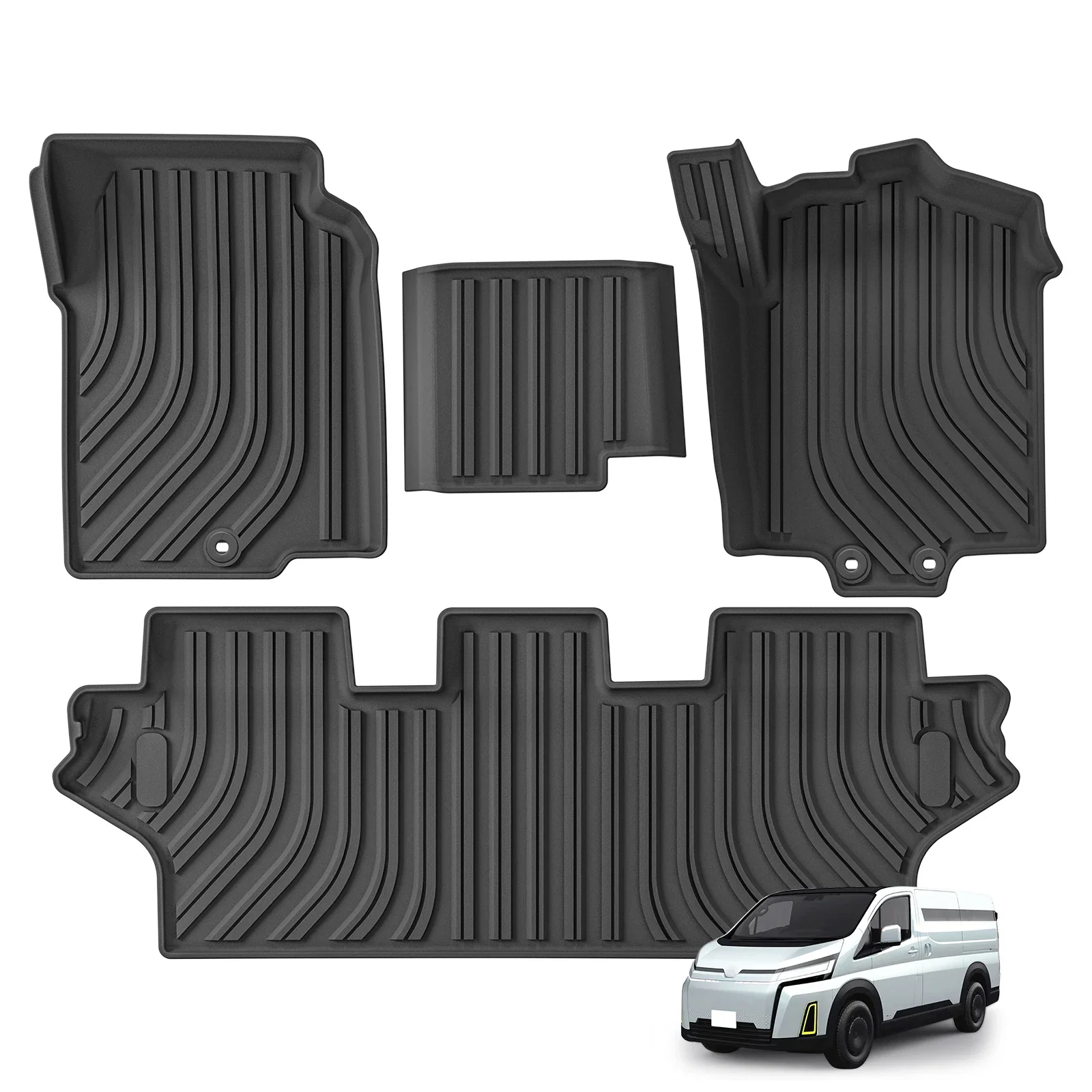 

RHD for Toyota Hiace VI (H300) 2024 2025 Right Rudder Car Floor Mats Cargo Liner Trunk Pad TPE 3D Foot Mat Accessories BLACK