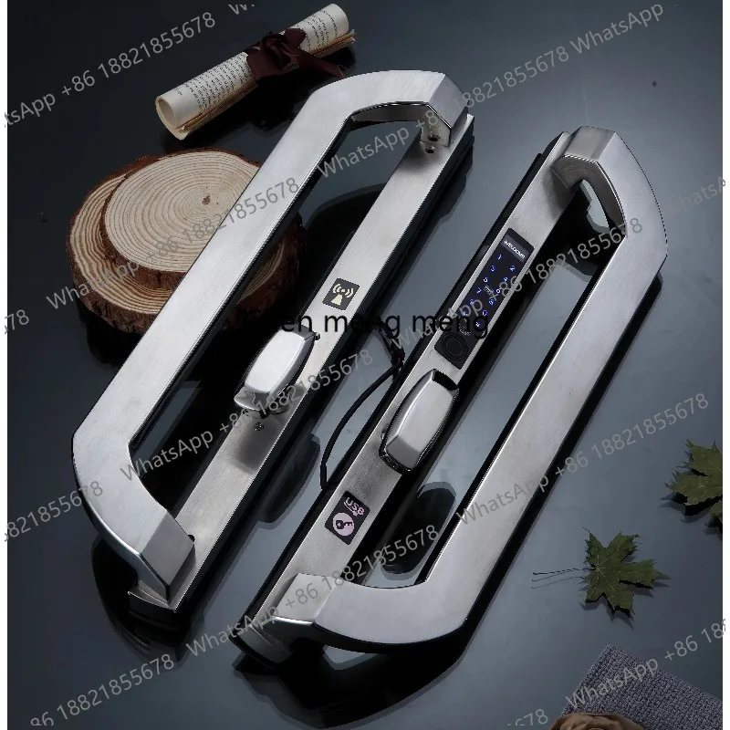 Luxury  Connected Waterproof Glass Aluminum Alloy Door Large Handle Smart Fingerprint Code Lock for Tuya App