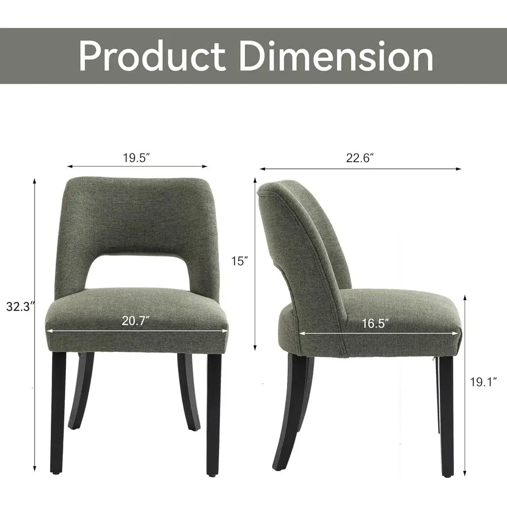 Coppia di sedie da pranzo moderne imbottite in tessuto per cucina e sala da pranzo, stile fattoria con gambe verde-nere