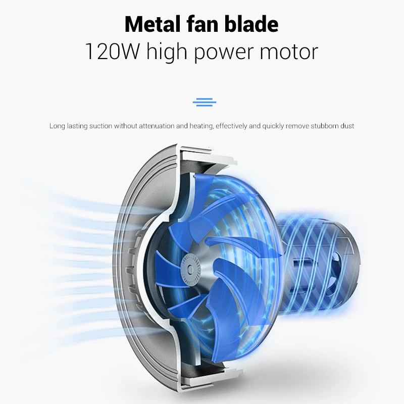 휴대용 진공 무선 소형 진공 청소기, 미니 충전식 진공 경량 자동차 청소, 강력한 흡입, 6KPa