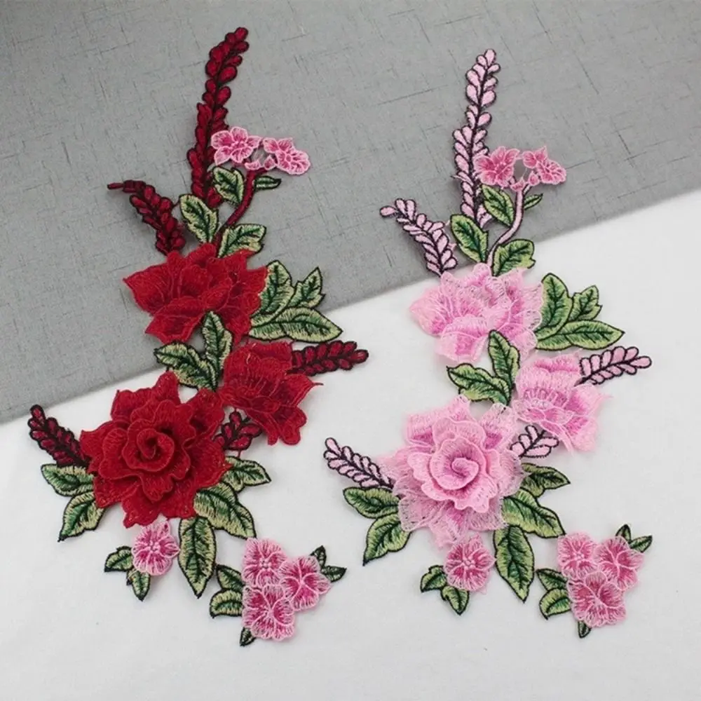 Patches For Clothing Multicolor Rose Flower Embroidery Patch Appliques Badge Stickers For Clothes