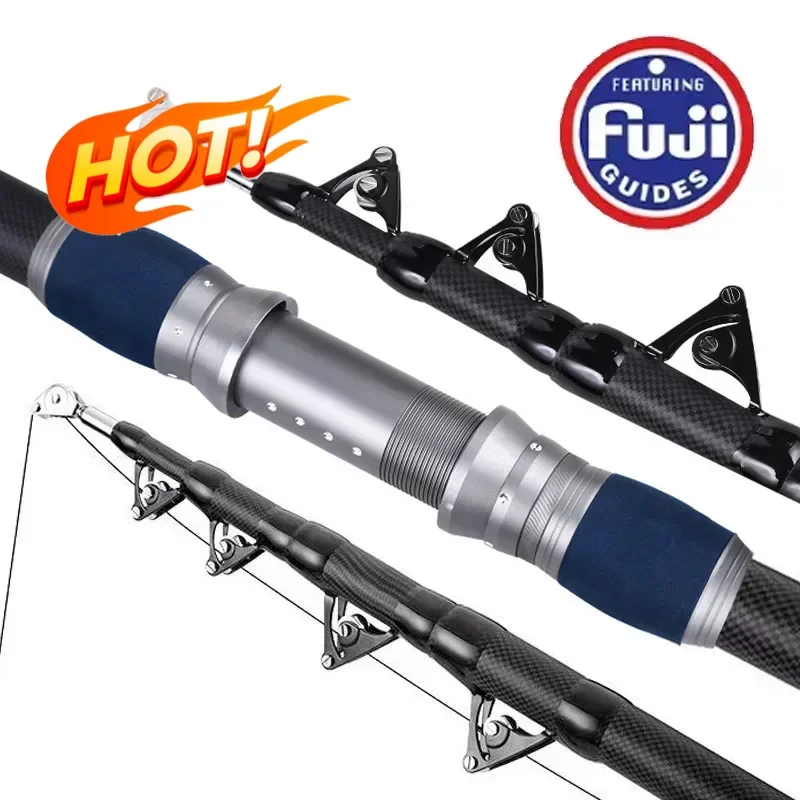 4.2M Carbon Fishing Rod 50kg above Superhard Long Distance Throwing shot Rod Telescopic Sea Boat Super High Quality Fishing Gear