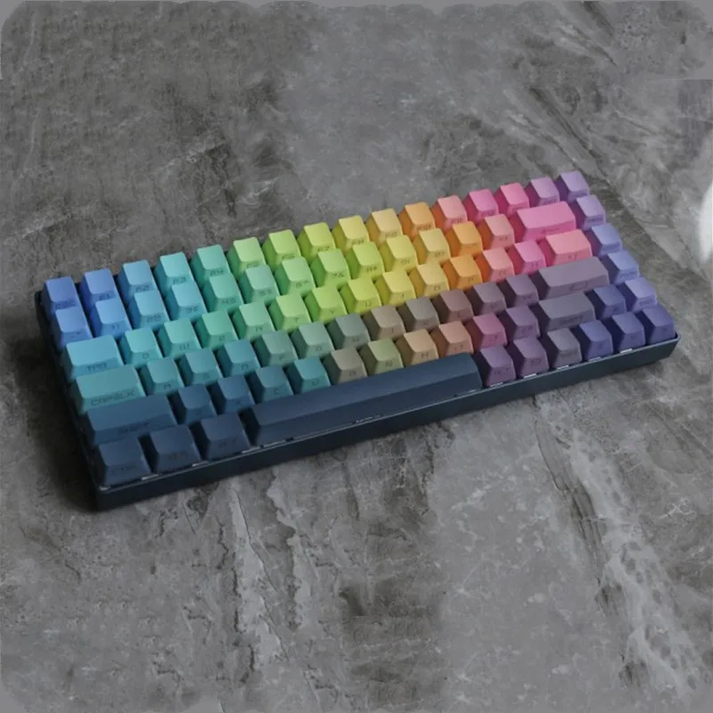 OEM Profile Light-Transmitting Gradient Aurora Side Printed Keycap PBT Dye Sublimation Mechanical Keyboard