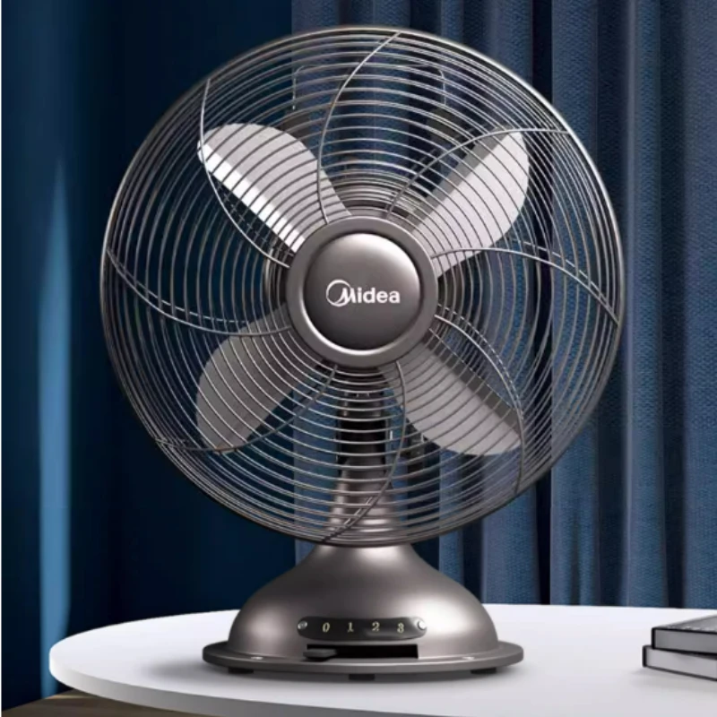 Retro Classic Four-leaf Metal Desk Fan, Nostalgic Bronze Electric Fans, Silent Shaking Head Mechanical Desktop Fan Portable