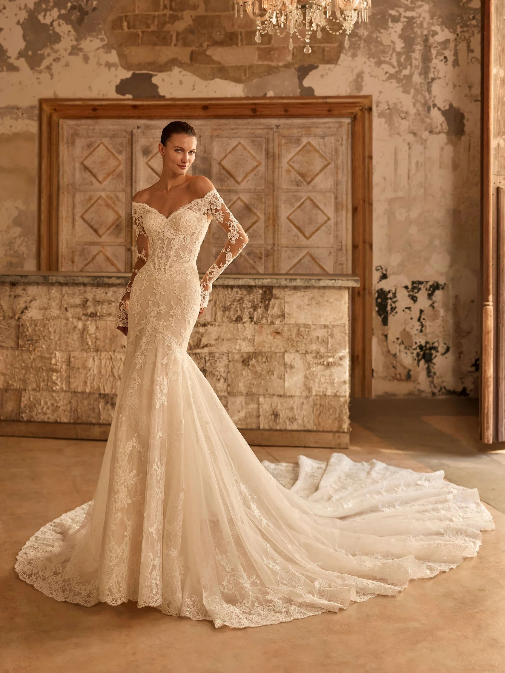

Mermaid Wedding Dress Vestido De Novia Encaje Long Sleeve Simple Vestidos Feminino Elegante Para Casamento Curvy Alta Costura